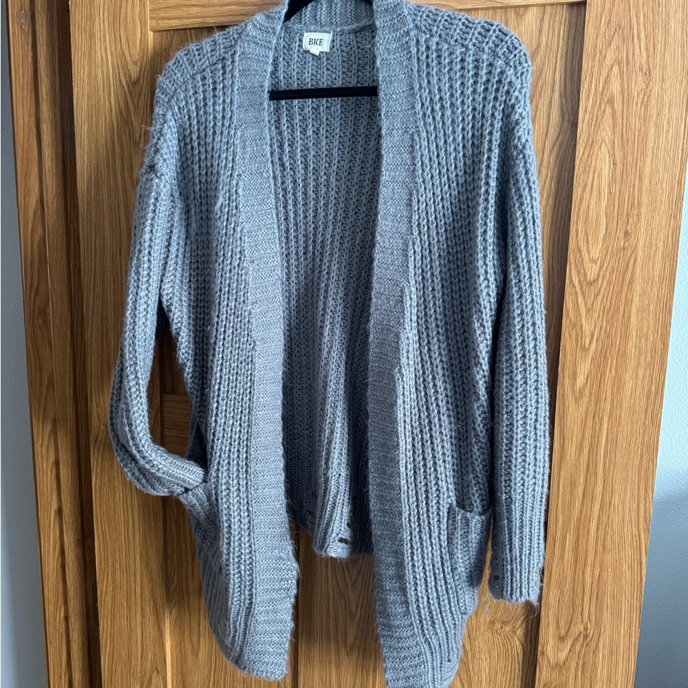 Cozy Gray Knit Cardigan Sweater